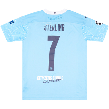 2020-21 Manchester City Match Issue Champions League Home Shirt Sterling #7