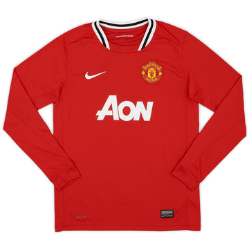 2011-12 Manchester United Home L/S Shirt - 8/10 - (L.Boys)