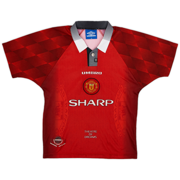 1996-98 Manchester United Home Shirt - 8/10 - (L.Boys)