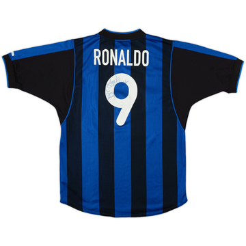 2000-01 Inter Milan Signed Home Shirt Ronaldo #9 - 7/10 - (XL.Boys)