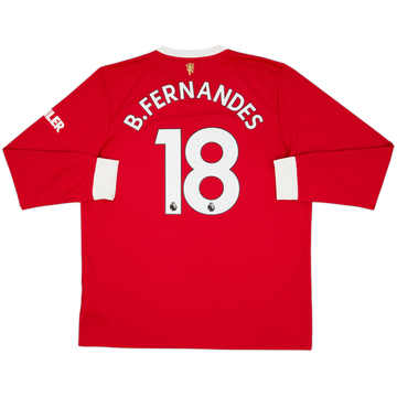 2021-22 Manchester United Home L/S Shirt B.Fernandes #18 - 8/10 - (XL)
