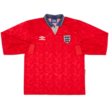 1990-93 England Away L/S Shirt - 6/10 - (L)