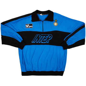 1990-91 Inter Milan Uhlsport 1/4 Zip Sweat Top - 8/10 - (M)