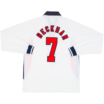 1997-99 England Home L/S Shirt Beckham #7 - 8/10 - (L)