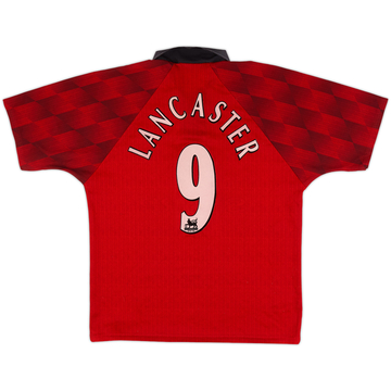 1996-98 Manchester United Home Shirt Lancaster #9 - 8/10 - (L)