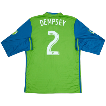 2016 Seattle Sounders Authentic Home L/S Shirt Dempsey #2 - 8/10 - (XL)