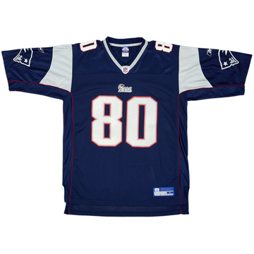 2002-04 New England Patriots Brown #80 Reebok On Field Home Jersey - 9/10 - (L)