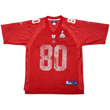 Camiseta alternativa Reebok On Field del New York Giants 2011 Cruz #80 Super Bowl XLVI - 5/10 - (L)