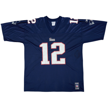 2001 New England Patriots Brady #12 Reebok Replica Home Jersey - 6/10 - (XXL)