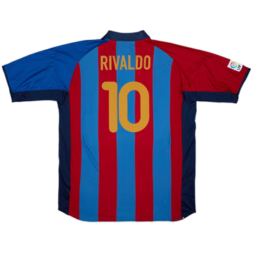2001-02 Barcelona Home Shirt Rivaldo #10 - 6/10 - (XXL)