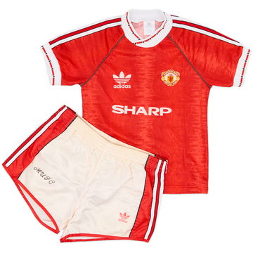 1990-92 Manchester United Home Shirt & Shorts - 5/10 - (S.Boys)