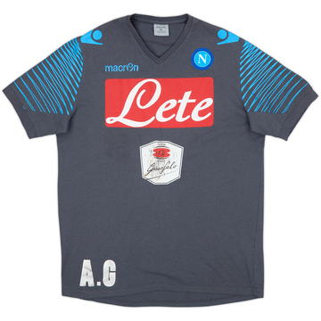 2014-15 Napoli Macron Staff Issue Cotton Tee A.G - 5/10 - (XL)