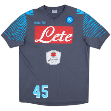 2014-15 Napoli Macron Player Issue Cotton Tee - 5/10 - (XL)