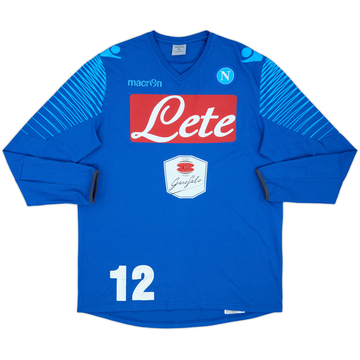 2014-15 Napoli Macron Player Issue Cotton L/S Tee #12 - 7/10 - (XL)