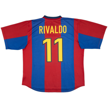 1998-00 Barcelona Player Issue Home Shirt Rivaldo #11 - 8/10 - (XL)