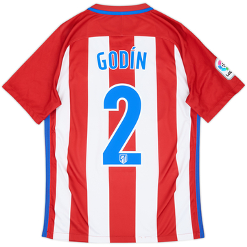 2016-17 Atletico Madrid Home Shirt Godin #2 - 7/10 - (S)