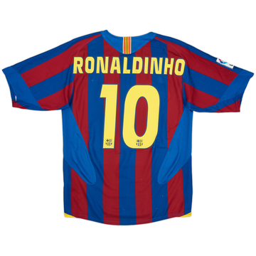 2005-06 Barcelona Home Shirt Ronaldinho #10 - 8/10 - (M)