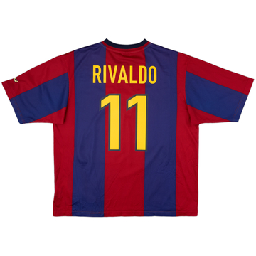 1998-00 Barcelona Basic Home Shirt Rivaldo #11 - 9/10 - (XL)