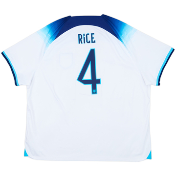 2022-23 England Home Shirt Rice #4 - 8/10 - (3XL)