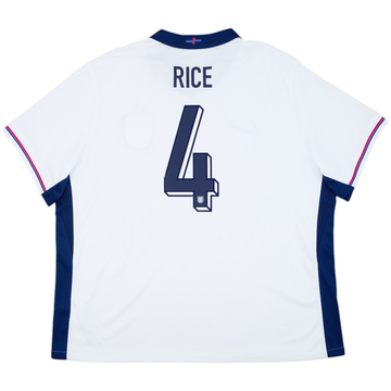 2024-25 England Home Shirt Rice #4 - 8/10 - (3XL)