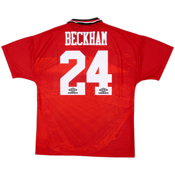 1994-96 Manchester United Home Shirt Beckham #24 - 9/10 - (L)