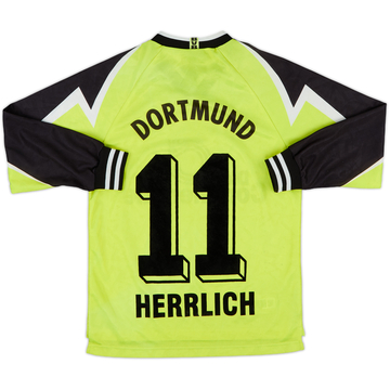1995-96 Borussia Dortmund Home L/S Shirt Herrlich #11 - 9/10 - (M.Boys)