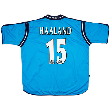 2002-03 Manchester City Home Shirt Haaland #15 - 8/10 - (XL)