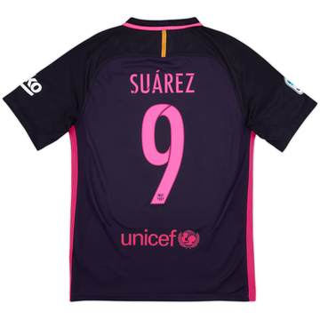 2016-17 Barcelona Away Shirt Suarez #9 - 10/10 - (S)