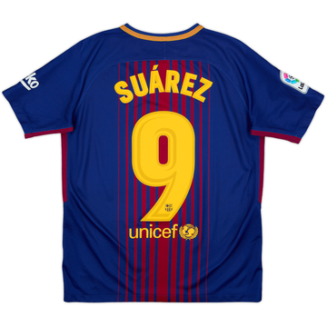 2017-18 Barcelona Home Shirt Suarez #9 - 8/10 - (XL.Boys)
