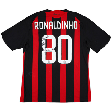 2008-09 AC Milan Signed Home Shirt Ronaldinho #80 - 6/10 - (XL)