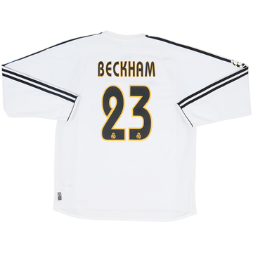 2003-04 Real Madrid Home L/S Shirt Beckham #23 - 7/10 - (L)