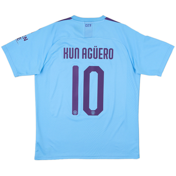 2019-20 Manchester City Home Shirt Kun Aguero #10 - 8/10 - (L)