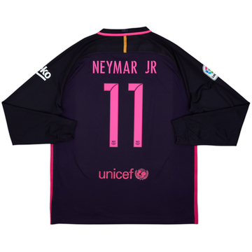 2016-17 Barcelona Away L/S Shirt Neymar Jr #11 - 8/10 - (XL)