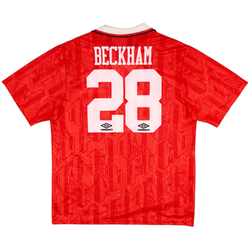 1992-94 Manchester United Home Shirt Beckham #28 - 8/10 - (XL)