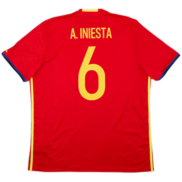 2016-17 Spain Home Shirt A. Iniesta #6 - 9/10 - (XL)