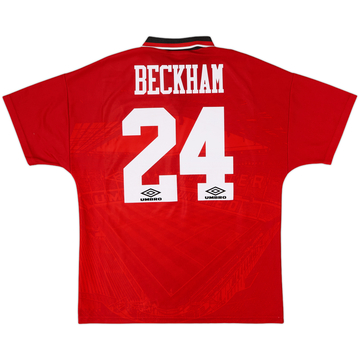 1994-96 Manchester United Home Shirt Beckham #24 - 9/10 - (L)