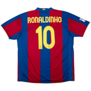 2007-08 Barcelona Home Shirt Ronaldinho #10 - 8/10 - (XXL)