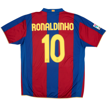 2007-08 Barcelona Home Shirt Ronaldinho #10 - 8/10 - (XL)