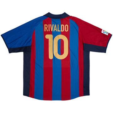 2001-02 Barcelona Home Shirt Rivaldo #10 - 8/10 - (XL)