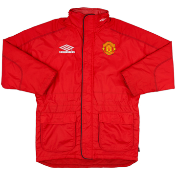 1998-99 Manchester United Umbro Hooded Padded Bench Coat - 8/10 - (Y)