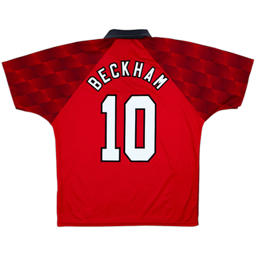 1996-98 Manchester United Home Shirt Beckham #10 - 9/10 - (L)