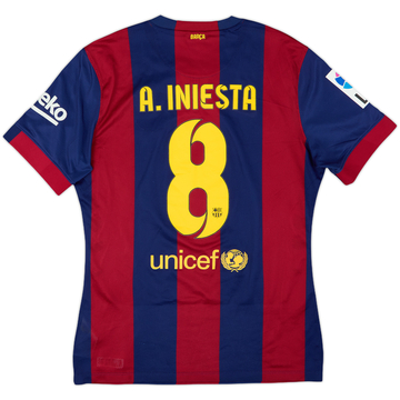 2014-15 Barcelona Authentic Home Shirt A.Iniesta #8 - 9/10 - (L)