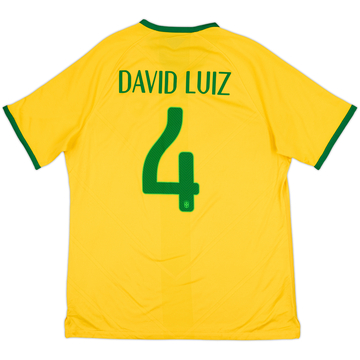 2014-15 Brazil Authentic Home Shirt David Luiz #4 - 6/10 - (XL)