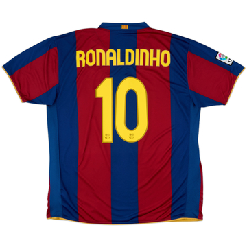 2007-08 Barcelona Home Shirt Ronaldinho #10 - 7/10 - (XXL)