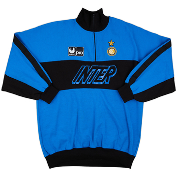 1990-91 Inter Milan Uhlsport 1/4 Zip Sweat Top - 8/10 - (M)