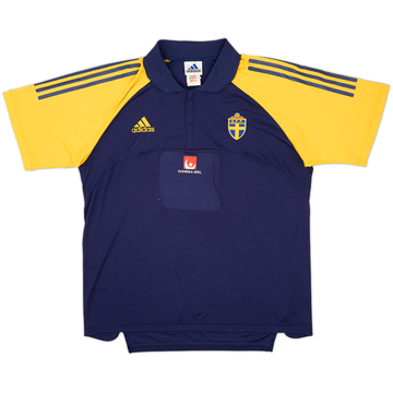 2002-03 Sweden Player Issue adidas 1/4 Zip Polo Shirt - 6/10 - (M/L)