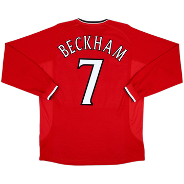 2000-02 Manchester United Home L/S Shirt Beckham #7 - 9/10 - (L)