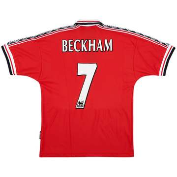 1998-00 Manchester United Home Shirt Beckham #7 - 8/10 - (L.Boys)