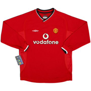 2000-02 Manchester United Home L/S Shirt (L.Boys)