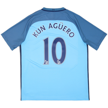 2016-17 Manchester City Home Shirt Kun Aguero #10 - 8/10 - (L)